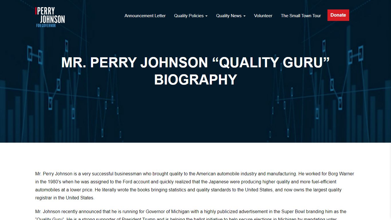 Mr. Perry Johnson “Quality Guru” Biography - Perry Johnson for Governor