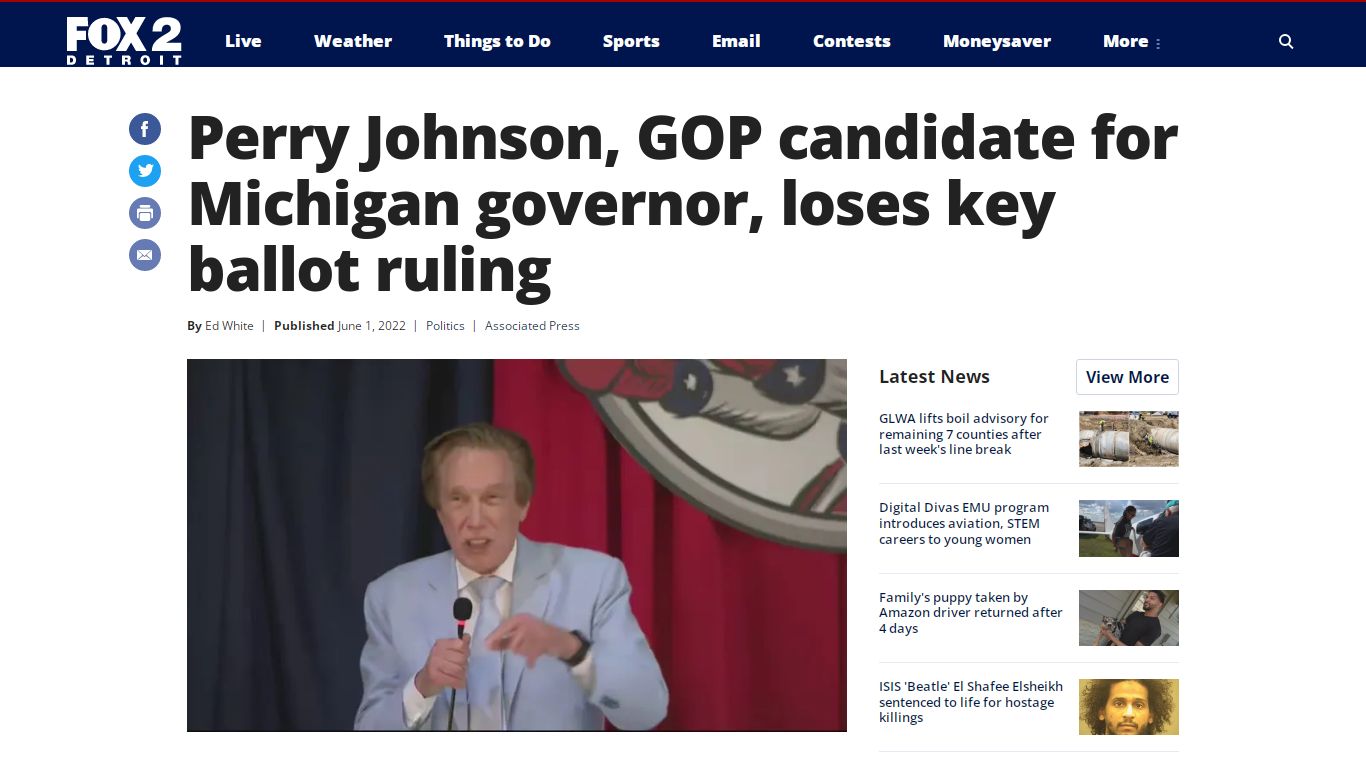 Perry Johnson, GOP candidate for Michigan governor, loses key ... - WJBK