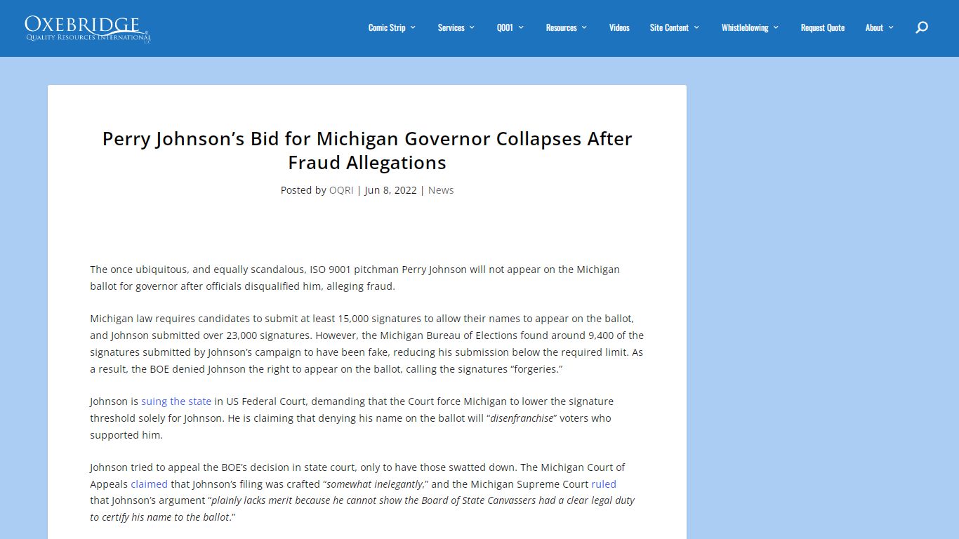Perry Johnson's Bid for Michigan Governor Collapses After Fraud ...
